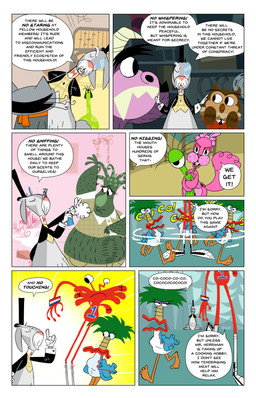 anthro beak belly big_belly closet clothed clothes_pin clothing detailed_background dialogue eyebrows eyewear facial_hair female footwear french_kissing hair hairy hallway hat head_tuft headgear headwear hooves horn innuendo interrupted kissing long_neck male markings monocle mustache navel onomatopoeia outside overweight overweight_male partially_clothed playing pokemon_speak raised_arm scarf sharp_teeth slightly_chubby slightly_chubby_male socks sound_effects speech_bubble spots spotted_body teeth text thick_eyebrows tongue tongue_out top_hat tuft whiskers wings bob-jiggles cartoon_network european_mythology foster's_home_for_imaginary_friends greek_mythology mythology belly_bob_norton bloppy_pants coco_(fhfif) eduardo_(fhfif) fluffernutter_(fhfif) hootin'_andy jackie_khones mr._herriman wilt_(fhfif) yogi_boo-boo avian bird bovid bovine felid feline humanoid imaginary_friend lagomorph leporid mammal minotaur owl rabbit rodent sciurid tree_squirrel absurd_res comic english_text hi_res