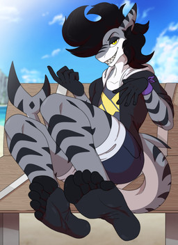 anthro barefoot feet foot_fetish foot_focus male solo zimakum shark_night aquatic fish humanoid requiem_shark shark tiger_shark absurd_res hi_res
