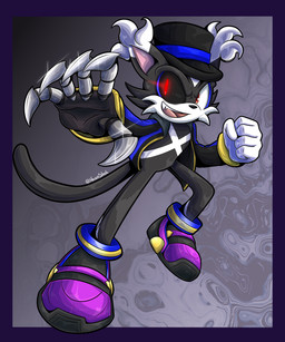 clothed clothing fur hat headgear headwear hoodie male metal_hand open_clothing open_hoodie open_topwear red_eyes solo tail top_hat topwear haiiroslash sega sonic_the_hedgehog_(series) 15_(eggbot15) fan_character darkling domestic_cat felid feline felis mammal 5:6 absurd_res digital_media_(artwork) hi_res