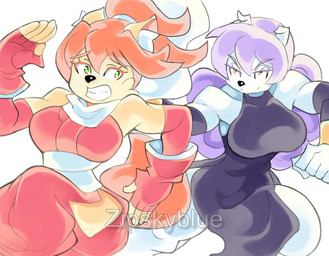 anthro clothing duo female fingerless_gloves gloves handwear muscular muscular_female ninja running warrior zipskyblue gina_(zipskyblue) mei_(zipskyblue) felid feline mammal
