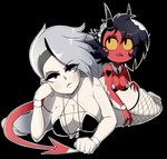 bikini black_hair breasts clothing cuffs_(clothing) duo ear_piercing female female/female fishnet_stockings grey_hair hair hand_on_another's_leg heart_symbol heart_tattoo horn laying_on_another legwear lying maid_bikini maid_uniform not_furry on_front piercing red_body red_eyes red_skin simple_background swimwear tail tattoo teeth thigh_highs tooth_gap transparent_background two-piece_swimsuit uniform water yellow_sclera the-butcher-x helluva_boss human_loona_(vivzmind) loona_(helluva_boss) millie_(helluva_boss) horned_humanoid human humanoid imp mammal tailed_humanoid 2024 absurd_res alpha_channel hi_res