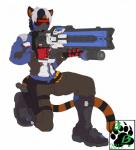 anthro clothing eyewear gloves gun handwear jacket male military ranged_weapon simple_background smile soldier solo topwear visor warrior weapon blackbear blizzard_entertainment overwatch soldier_76_(overwatch) felid mammal pantherine tiger 2017 hi_res