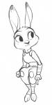 anthro clothed clothing female looking_away police police_uniform solo uniform alec8ter conditional_dnp disney zootopia judy_hopps lagomorph leporid mammal rabbit 2017 black_and_white hi_res monochrome signature