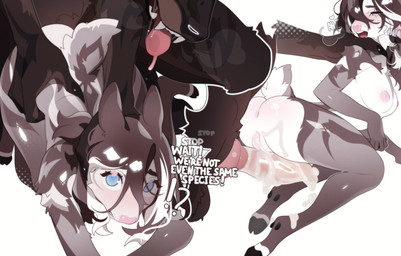 animal_genitalia animal_penis anthro big_penis blue_eyes blush bodily_fluids body_blush brown_body brown_fur canine_genitalia canine_penis cum cum_in_vagina cum_inside cum_on_penis dominant dominant_male duo female from_behind_position fur genital_fluids genitals glistening glistening_body hair hand_on_hip hooves inaccurate_knotting interspecies knot larger_male looking_at_viewer male male/female multicolored_hair neck_grab nipples penis pink_nipples sex sharp_teeth simple_background size_difference tail teeth text tongue tongue_out two_tone_hair white_background white_body white_fur wwufufu lia_(wwufufu) canid canine canis deer dobermann domestic_dog mammal pinscher 2026 digital_media_(artwork) english_text hi_res