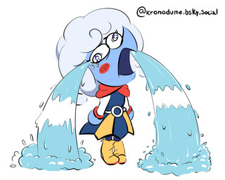 blue_body bodily_fluids clothed clothing crying female hair not_furry sad simple_background solo tears waterfall_tears white_background kronodume deltarune undertale undertale_(series) elnina_(deltarune) darkner elemental_creature elemental_humanoid humanoid 5:4 hi_res