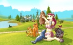 anthro female feral feral_druid group mulgore tail hyhlion blizzard_entertainment warcraft furrypaw bovid bovine mammal tauren tauren_(feral) 16:10 wallpaper widescreen