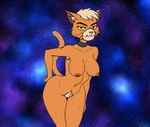 anthro armpit_hair blonde_hair body_hair clothing female fur grumpy hair hand_on_hip mature_female orange_body orange_fur pubes solo space tail uniform whiskers kascz star_trek star_trek_lower_decks dr._t'ana caitian felid feline mammal