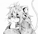 ambiguous_gender anthro asian_clothing clothing east_asian_clothing eyewear glasses hair japanese_clothing kemono long_hair short_hair simple_background solo whiskers white_background koishi_chikasa mammal mouse murid murine rodent monochrome