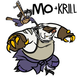 anthro belly chain_necklace claws clothing duo fur gold_(metal) gold_tooth grin gun hat_over_eyes jewelry jumpsuit male necklace overweight pink_nose ranged_weapon shirt smile tank_top topwear weapon white_body white_fur chesnaughtfan deadlock_(game) valve krill_(deadlock) mo_(deadlock) eulipotyphlan haplorhine mammal mole_(animal) monkey primate 1:1 hi_res