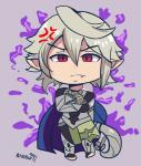 ambiguous_gender angry annoyed armor barefoot cape clothing feet grey_hair hair humanoid_pointy_ears not_furry pointy_ears red_eyes snaggle_tooth solo karbuitt fire_emblem fire_emblem_fates nintendo corrin corrin_(fire_emblem)_(male) humanoid hi_res