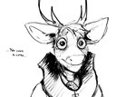 anthro antlers bodily_fluids crying dialogue drooling holidays horn male saliva solo soul_devouring_eyes tears text wide_eyed hladilnik halloween deer_prince deer mammal 2023 black_and_white comic english_text hi_res monochrome