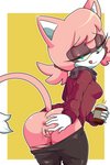 anthro anus bedroom_eyes beverage bodily_fluids butt coffee female fur genital_fluids genitals hair looking_back narrowed_eyes pink_body pink_fur pink_hair presenting presenting_pussy pussy seductive solo tail tail_tuft tongue tongue_out tuft vaginal_fluids tenshigarden sega sonic_the_hedgehog_(series) fan_character sensh_the_cat domestic_cat felid feline felis mammal hi_res