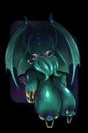 big_breasts breasts female gold_(metal) green_body nipple_piercing nipples piercing solo tentacles wings hazarts cthulhu_mythos h._p._lovecraft cthulhu deity humanoid monster 2:3 absurd_res hi_res