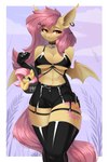 anthro anthrofied armwear clothed clothing cutie_mark elbow_gloves eyebrows eyelashes female front_view gloves handwear legwear wings alphadesu friendship_is_magic hasbro my_little_pony flutterbat_(mlp) fluttershy_(mlp) bat_pony equid mammal 2023 absurd_res digital_media_(artwork) hi_res