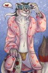 anthro clothing coat exhibitionism eyewear femboy glasses male solo thong topwear underwear anysilvery kinktober umbrose felid mammal pantherine snow_leopard 2:3 hi_res