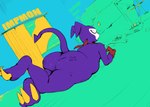 abstract_colors anthro arrow_pointing_to_butt big_butt bodily_fluids butt explicit_text feet gaming looking_at_viewer lying male on_front slightly_chubby solo sweat sweaty_butt sweaty_feet thick_thighs ducktape_lizard_inc bandai_namco digimon nintendo super_nintendo digimon_(species) impmon hi_res