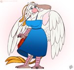 anthro beak big_breasts breasts clothing dress feathered_wings feathers female simple_background smile solo wings drxii european_mythology greek_mythology mythology aritak_(character) avian bird mythological_avian mythological_bird mythological_creature mythological_firebird phoenix digital_media_(artwork) hi_res