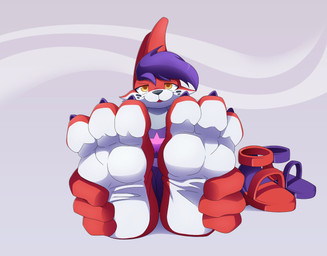 anthro barefoot bedroom_eyes claw_polish claws clothing countershade_feet countershading feet foot_fetish foot_focus footwear front_view full_foot_pawpads high_heels holding_feet jumpsuit male narrowed_eyes pawpads seductive shoes smile smug_face soles solo teasing teasing_look teasing_viewer teasing_with_feet toe_claws toes wrinkled_feet wrinkles emiridian nintendo pokemon stormer_swiftpaws_(character) buizel generation_4_pokemon hybrid mammal mustelid musteline otter pokemon_(species) true_musteline weasel absurd_res hi_res