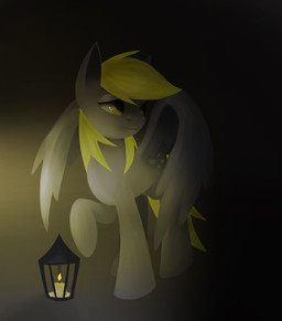 amber_eyes blonde_hair candle cutie_mark dark feathered_wings feathers female feral fire fur grey_body grey_feathers grey_fur hair lamp lantern light long_hair looking_back simple_background smile solo standing wings yellow_eyes twistedmindpony friendship_is_magic hasbro my_little_pony mythology derpy_hooves_(mlp) equid equine mammal mythological_creature mythological_equine pegasus absurd_res hi_res