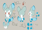 2020 ambiguous_gender anthro arm_markings biped blue_body blue_fur blue_inner_ear_fluff blue_markings blue_sclera blush blush_stickers canid chibi dated digital_media_(artwork) dipstick_tail eyes_closed featureless_crotch featureless_feet feet flam_(trinity_trigger) flat_colors fluffy fur furyu gloves_(marking) grey_background happy head_tuft inner_ear_fluff japanese_text leg_markings light_body light_fur mammal markings mitten_hands model_sheet multicolored_body multiple_poses neck_tuft nude official_art open_mouth open_smile pose pupils red_eyes semi-anthro simple_background smile socks_(marking) solo standing tail tail_markings text trigger_(trinity_trigger) trinity_trigger tuft unknown_artist white_body white_fur white_pupils