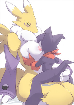 anal anal_fingering anthro areola armwear breast_grab breasts butt clothing duo female fingering fingering_partner fur gloves hand_on_breast handwear head_between_breasts kerchief larger_female mostly_nude multicolored_body multicolored_ears multicolored_fur neckerchief neckwear nipples on_lap pink_areola pink_nipples purple_armwear purple_clothing red_clothing red_gloves red_handwear red_kerchief red_neckerchief red_neckwear sex size_difference straddling two_tone_ears white_body white_breasts white_fur yellow_body yellow_ears yellow_fur rusho bandai_namco digimon canid canine digimon_(species) fox imp impmon mammal renamon censored hi_res
