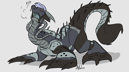 all_fours armor body_size_growth claws fangs feet feral growth headgear helmet horn human_to_feral long_neck male membrane_(anatomy) mid_transformation neck_expansion simple_background size_transformation snout snout_growth solo spacesuit species_transformation spines suit_transformation tail tail_growth teeth toes transformation transformation_through_technology webbed_feet webbed_hands white_background adalore mythology aquatic aquatic_dragon dragon mythological_creature mythological_scalie scalie 16:9 2025 digital_drawing_(artwork) digital_media_(artwork) hi_res widescreen