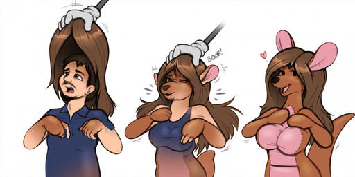 anthro base_one_layout basic_sequence beard black_hair breast_growth breasts brown_body brown_fur brown_hair brown_wig clothing duo facial_hair featureless_breasts female fur gender_transformation growth hair heart_symbol human_to_anthro human_to_inanimate inanimate_transformation linear_sequence long_hair male mtf_transformation one_row_layout open_mouth plushie shirt simple_background smile solo_focus species_transformation surprised tail tail_growth three_frame_image three_frame_sequence topwear transformation transformation_sequence white_background wig redflare500 disney winnie_the_pooh_(franchise) kanga woxie animate_inanimate human kangaroo living_plushie macropod mammal marsupial 2019 sequence