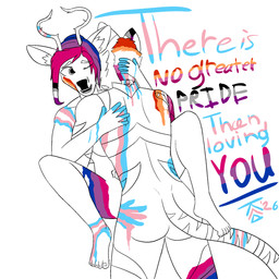 anal anal_penetration anthro antlers curling_toes cybernetic_implant cybernetics feet female female/female genitals gynomorph horn intersex lgbt+ lgbt_pride machine one_eye_closed open_mouth pakunabi penetration penis plantigrade pride_colors sex sharp_teeth smile spread_legs spreading stripes teeth text toes transgender_pride_colors kcdodger lgbt_pride_month avo_faliya saladin_faliya cervine deer felid feline mammal pantherine tharasi tiger ears hi_res trans_(lore) trans_woman_(lore)