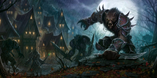 amazing_background anthro armor brown_body brown_fur building chimney claws dagger detailed_background digitigrade fangs full_moon fur group gun holding_dagger holding_melee_weapon holding_object holding_sword holding_weapon house howl leaf looking_at_viewer male melee_weapon moon open_mouth outside pauldron plant raining ranged_weapon smoke standing sword teeth town tree warrior weapon window glenn_rane blizzard_entertainment warcraft canid canine canis mammal werecanid werecreature worgen 2009 absurd_res detailed hi_res official_art