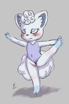 anthro anthrofied ballerina ballet blue_eyes blush clothed clothing clothing_aside dancewear embarrassed exposed female flat_chested flexible fur genitals gymnast gymnast_leotard gymnastics hair leotard leotard_aside pokemorph pussy shy solo splits spread_legs spreading wardrobe_malfunction white_body white_fur white_hair young young_anthro young_female lahuncham nintendo pokemon fan_character lilija_(sparklestar) alolan_form alolan_vulpix generation_7_pokemon pokemon_(species) regional_form_(pokemon) 2:3 hi_res