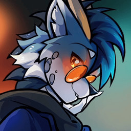 anthro blue_body blue_fur eyewear fur glasses glowing glowing_eyes horn male scales solo white_body white_fur skpd mythology daemon_atma canid canine canis dragon hybrid mammal mythological_creature mythological_scalie scalie wolf 1:1 animated