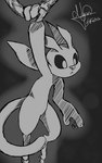 ambiguous_gender anthro black_sclera grey_background hanging_from_rope hooves simple_background solo tail white_body white_ears white_eyes white_nose white_tail nyanfurry microsoft ori_(series) xbox_game_studios ori_(ori) guardian_spirit 2024 digital_media_(artwork) hi_res monochrome signature sketch