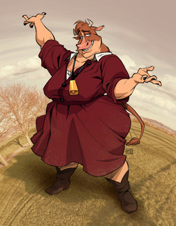 anthro anthrofied boots breasts cleavage clothed clothing cowbell cowboy_boots dress female footwear grin horn shoes smile solo silverscarf disney home_on_the_range maggie_(home_on_the_range) bovid bovine cattle mammal 2026 full-length_portrait hi_res portrait