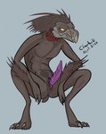 3_fingers 3_toes animal_genitalia animal_penis anus arm_feathers avian_caruncle beak brown_body brown_feather_hair brown_feathers butt claws crouching digitigrade erection fangs feather_hair feathered_crest feathers feet finger_claws fingers genital_slit genitals head_crest looking_away male multicolored_body multicolored_feathers nude penis pseudo_hair pupils purple_penis red_neck ribbed_penis short_tail simple_background slav_squat slit_pupils slouching solo tail tapering_penis teeth toe_claws toes two_tone_body two_tone_feathers urethra yellow_eyes yellow_sclera charbold halo_(series) microsoft xbox_game_studios fan_character alien avian kig-yar scalie t'vaoan 2023 digital_media_(artwork) hi_res