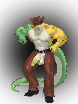 abs anthro armpit_hair balls biceps big_penis black_sclera body_hair boots candy clothing cowboy cowboy_hat dessert erection food footwear genitals glans gummy_(food) hat headgear headwear male mismatched_nipples muscular muscular_male nipples non-mammal_balls non-mammal_nipples pecs penis shoes solo tail vein veiny_penis huskyralvar ralvar glitch_productions the_amazing_digital_circus evil_gummigoo_(tadc) gummigoo_(tadc) crocodile crocodilian food_creature gummy_creature living_candy reptile scalie hi_res
