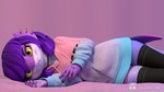 5_fingers anthro clothing cute_fangs fangs female fingers hair looking_at_viewer purple_body purple_hair solo teeth yellow_eyes lin_artist hailina fish marine shark 16:9 3d_(artwork) digital_media_(artwork) widescreen