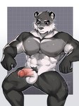 abs anthro balls barazoku biceps big_balls big_penis black_body black_fur bodily_fluids eye_scar facial_scar fur genital_fluids genitals glans humanoid_genitalia humanoid_penis leaking_precum male muscular muscular_anthro muscular_male nude_anthro nude_male pecs penis precum scar sitting solo sweat sweatdrop vein veiny_penis white_body white_fur spamzilla bear mammal 2023 3:4 hi_res