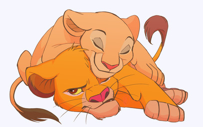 annoyed duo female feral male male/female one_eye_closed sleeping smile young young_feral sasamaru disney the_lion_king nala_(the_lion_king) simba_(the_lion_king) felid lion mammal pantherine digital_media_(artwork)