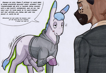 animal_genitalia animal_penis anthro balls big_penis blush bodily_fluids duo equine_genitalia equine_penis erection feral feralized genital_fluids genitals male male/male penis simple_background tail text white_background rotten_owl aggretsuko sanrio haida_(aggretsuko) tadano_(aggretsuko) asinus donkey equid equine hyena mammal spotted_hyena hi_res traditional_media_(artwork)