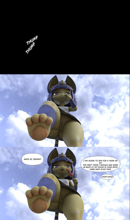 anthro anus armband armwear blue_hair bodily_fluids bottomless butt clothed clothing dress egyptian egyptian_clothing feet female fingers food foot_fetish foot_focus genitals hair legband legwear looking_at_viewer looking_down looking_down_at_viewer open_mouth pawpads paws plantigrade popsicle saliva saliva_string shortstack shortstack_female soles solo speech_bubble tail text toes tongue tongue_out uraeus vulva waking_up yellow_body uberpuber zy0n7_(modeler) animal_crossing nintendo ankha_(animal_crossing) domestic_cat felid feline felis mammal 2026 3d_(artwork) absurd_res blender_(artwork) digital_media_(artwork) english_text hi_res