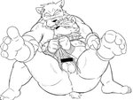 anthro anus balls blush butt duo genitals humanoid_genitalia humanoid_hands humanoid_penis kemono male overweight overweight_male penis simple_background white_background oogamikennta canid canine canis domestic_dog mammal 2016 4:3 censored monochrome