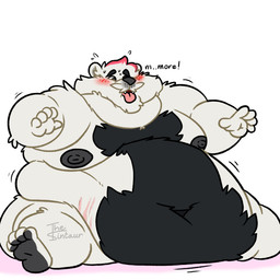 4_toes 5_fingers anal anal_penetration anthro balls belly black_body black_fur black_nipples black_nose blush blush_lines brown_eyes dildo dildo_in_ass dildo_insertion feet fingers fur genitals humanoid_feet humanoid_hands male moobs nipples nude_anthro nude_male obese obese_anthro obese_male object_in_ass overweight overweight_anthro overweight_male penetration pink_tongue plantigrade sex_toy sex_toy_in_ass sex_toy_insertion simple_background solo speech_bubble spread_legs spreading stretch_marks toes tongue tongue_out weight_gain white_background white_body white_fur thetauren burr_(thetauren) 1:1 digital_drawing_(artwork) digital_media_(artwork) english_description hi_res