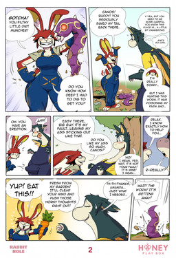 anthro back_wings blue_clothing blue_overalls blush blush_lines buckteeth carrot clothed clothed_anthro clothed_female clothed_male clothing dialogue dirt duo erection erection_under_clothing female food fully_clothed fully_clothed_anthro fully_clothed_female fully_clothed_male fur gardener green_body green_clothing green_fur green_shirt green_topwear inner_ear_fluff male multicolored_body multicolored_fur orange_inner_ear orange_inner_ear_fluff overalls plant red_body red_fur shirt smile speech_bubble tall_male teeth tenting text thought thought_bubble thoughts topwear tuft vegetable white_body white_fur white_inner_ear wings yellow_clothing yellow_inner_ear yellow_shirt yellow_topwear ghioel honeyplaybox mythology amanda_(yoelrabbit) canos_(yoelrabbit) domestic_cat dragon felid feline felis hybrid lagomorph leporid mammal mythological_creature mythological_scalie rabbit scalie worm 2025 comic english_text hi_res promotional_material