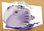 anthro belly big_belly big_breasts breasts female huge_belly inflation nipples nude nude_female overweight simple_background solo spherical_inflation text lowkey ratchet_and_clank sony_corporation sony_interactive_entertainment rivet_(ratchet_and_clank) lombax mammal 2022 absurd_res hi_res