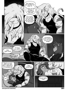 anthro biped bottomwear clothed clothing dialogue duo female hair male open_mouth pupils smile speech_bubble text thick_thighs topwear nimzy noms_(nimzy) tobi_(nimzy) cricetid felid hamster hybrid liger mammal pantherine rodent comic english_text hi_res monochrome url