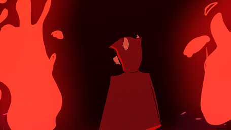 anthro attack clothing costume dark female fire first_person_view hood_up mask simple_background solo supervillain kanashiipanda book_of_lust blightfire_(book_of_lust) lisa_yang felid lion mammal pantherine 16:9 2d_animation animated frame_by_frame widescreen