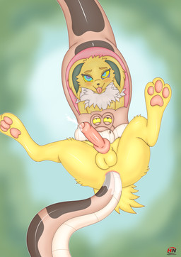 3_toes anal anal_penetration animal_genitalia anus balls big_penis blush bodily_fluids butt cum cumshot dominant dominant_male duo ejaculation erection feet feral fur genital_fluids genitals hands-free hypnosis interspecies male male/male mind_control penetration penis pokephilia sex small_but_hung smile spread_legs spreading submissive submissive_male tail tail_fetish tail_play tail_sex throbbing toes tongue tongue_out tuft vore yellow_body yellow_fur hypernova_(artist) nintendo pokemon the_jungle_book kaa_(jungle_book) eeveelution generation_1_pokemon jolteon pokemon_(species) reptile scalie snake absurd_res hi_res