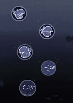 blue_background bubble comic_panel eyes_closed holding_breath living_tail mouth_closed simple_background solo tail tail_head underwater unusual_anatomy unusual_tail water trevor-fox nintendo pokemon trevor-fox_(character) aquatic fish generation_2_pokemon girafarig pokemon_(species) comic hi_res