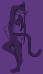 anthro breasts feet female fur holding_object holding_weapon long_ears looking_at_viewer melee_weapon multicolored_body multicolored_fur nipples nude pose purple_and_black smile solo sword tail tasteful_nudity two_tone_body two_tone_fur weapon maladaptive_twink .hack cyberconnect2 mia_(.hack) domestic_cat felid feline felis mammal 2025 digital_drawing_(artwork) digital_media_(artwork) hatching_(art) hi_res monochrome shaded simple_shading sketch smaller_version_at_source