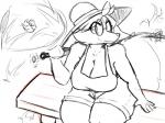 anthro breasts clothing eyewear female hat headgear headwear looking_at_viewer simple_background smile solo pokebraix nintendo pokemon flare_(pokebraix) canid canine delphox generation_6_pokemon mammal pokemon_(species) 2018 4:3 digital_media_(artwork) hi_res